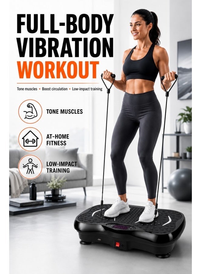 Vibration Plate Exercise Machine for Home Workout Fitness, 330lbs Max Load Vibration Platform for Lymphatic Drainage, with Bluetooth Speaker & Resistance Bands - Image 3