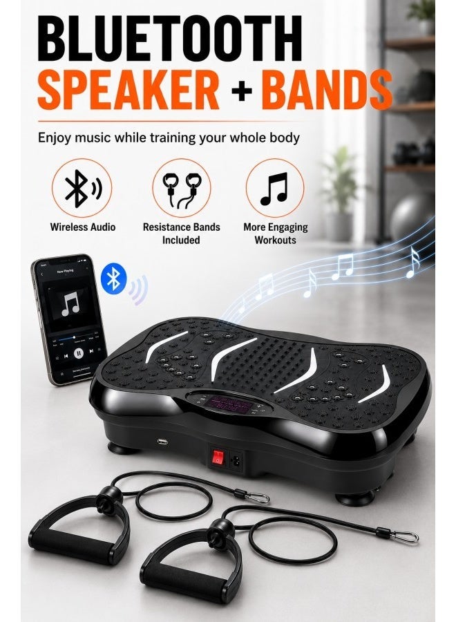 Vibration Plate Exercise Machine for Home Workout Fitness, 330lbs Max Load Vibration Platform for Lymphatic Drainage, with Bluetooth Speaker & Resistance Bands - Image 5