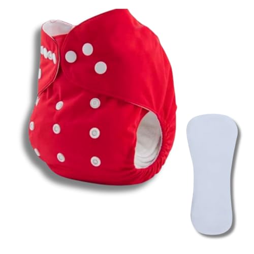 RENIAL REUSABLE CLOTH DIAPERS (DIAPER AND INSERT) | ADJUSTABLE FREESIZE Leakage Proof Reusable Cloth Diaper with Quick Dry UltraThin pads | Diper For Babies Between 3 Month To 3 Year [Pack of 1] (Red) - Image 1