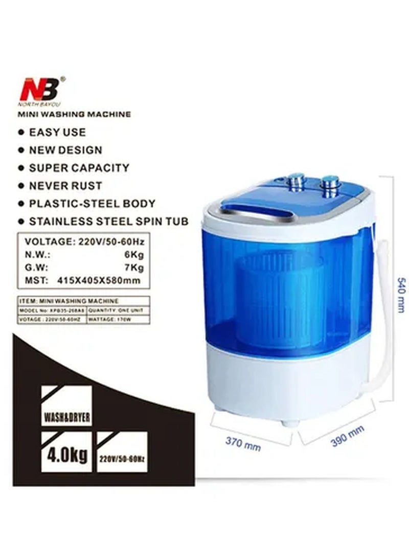 Rabos Mini Washing Machine 4 kg 170 W XPB35-268A8 Blue/White - Image 2