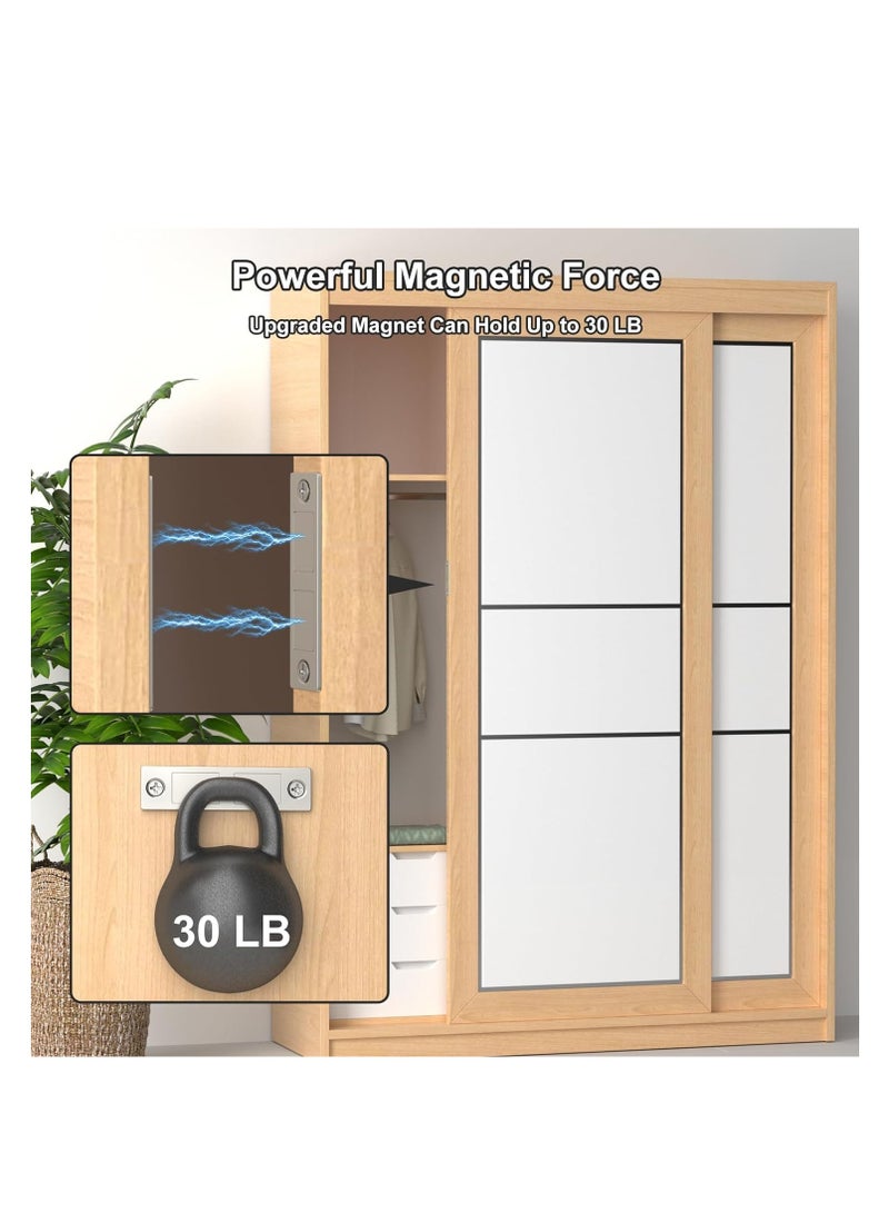 SYOSI مغناطيس أبواب أدراج الخزائن بوزن 30 رطل، 2 عبوة مغناطيس قوي لأبواب الخزانة في المطبخ، إغلاق مغناطيسي لأبواب الخزانة مزدوجة المغناطيس لغلق أبواب غرفة الملابس - Image 2