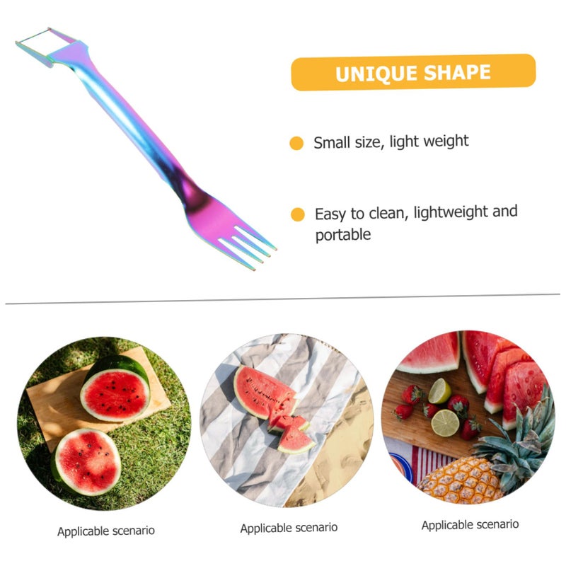 Multicolor Watermelon Slicer Fork Stainless Steel Cutting Tool for Home Camping - Image 3