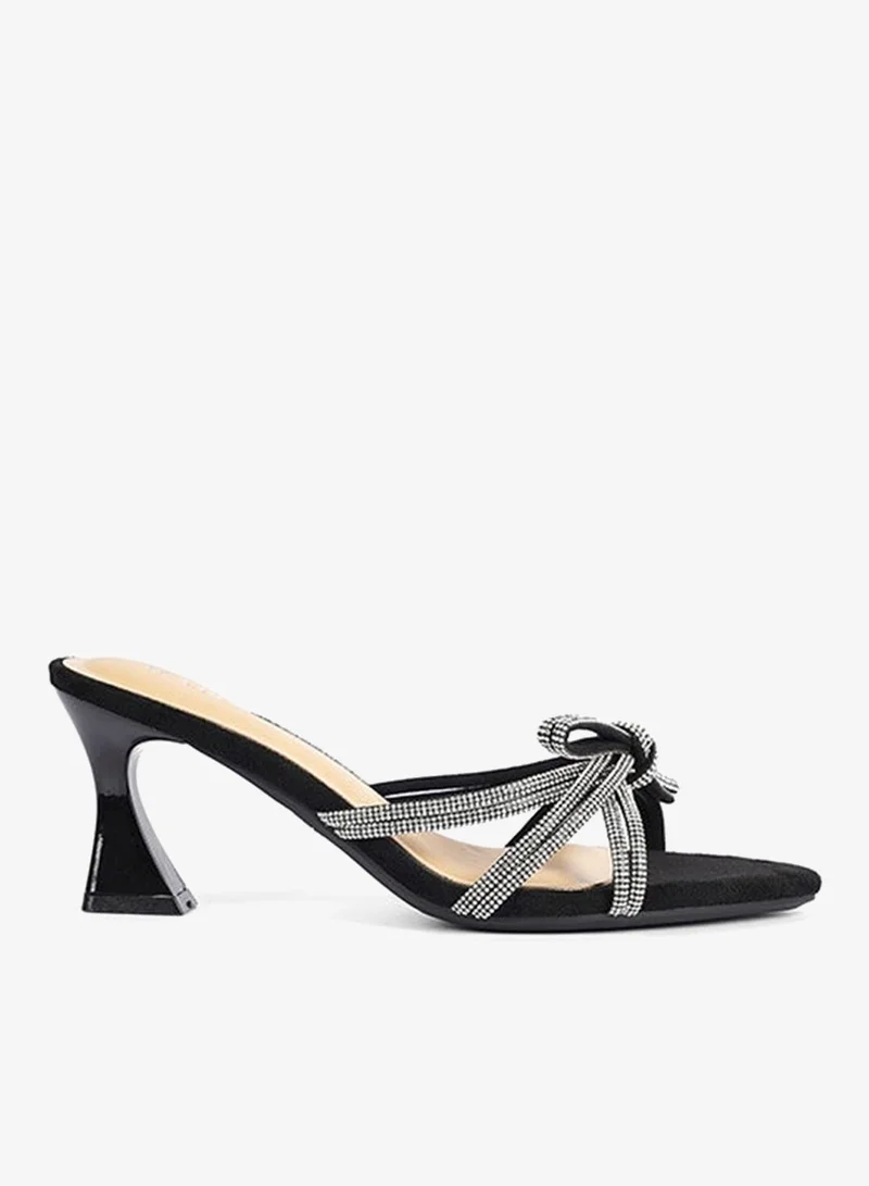 Cuple Womens heeled with mesh embelished mules