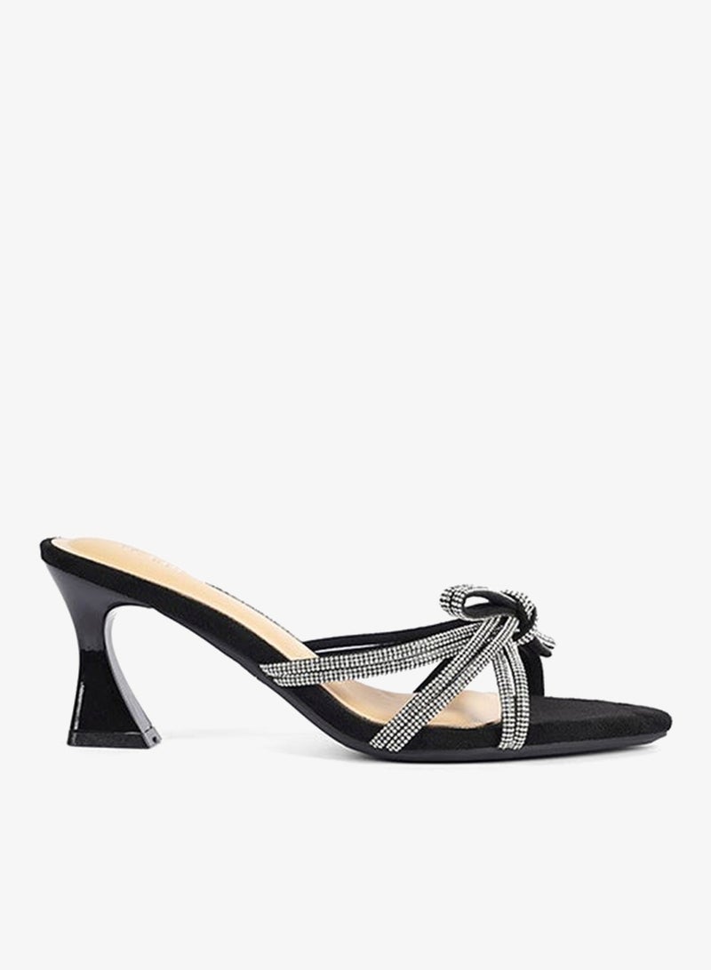 Cuple Womens heeled with mesh embelished mules - Image 1