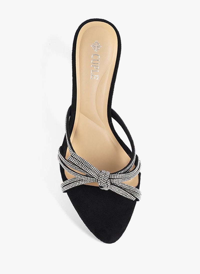Cuple Womens heeled with mesh embelished mules - Image 3