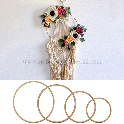 Embroiderymaterial Display Wooden Hoops for Dream Catchers, Floral Macramé, Wedding Décor & Wall Hanging Craft. 6", 8", 10" & 12" (1 Pieces Each Size) Total-4 Pieces Set -Complete Set Combo - Image 3