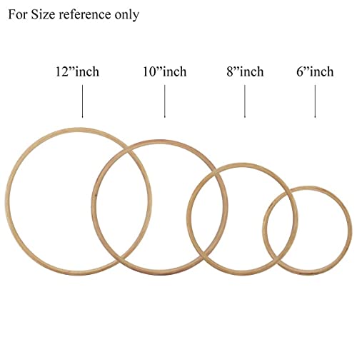 Embroiderymaterial Display Wooden Hoops for Dream Catchers, Floral Macramé, Wedding Décor & Wall Hanging Craft. 6", 8", 10" & 12" (1 Pieces Each Size) Total-4 Pieces Set -Complete Set Combo - Image 2