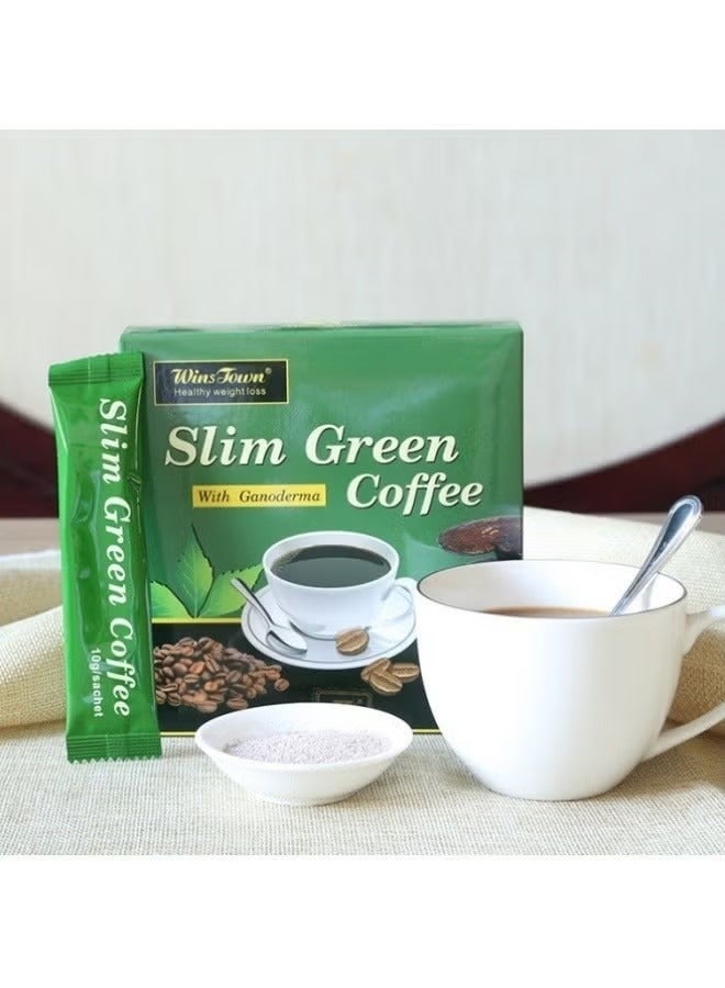 Wins Town Slimming Light Green Coffee, Natural Herbs Slimming Lose, Ganoderma Lucidum Coffee, Weight Green Coffee with Ganoderma, Accelerate Fat Burning Promote Metabolism Suppress Appetite, Box of 18 sticks  - Image 5