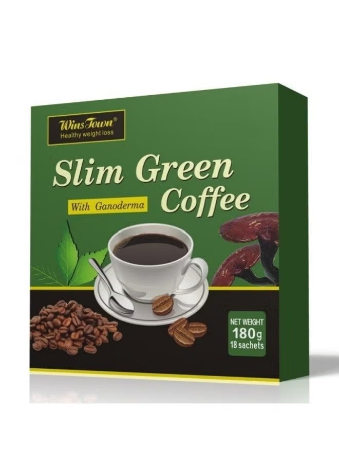 Wins Town Slimming Light Green Coffee, Natural Herbs Slimming Lose, Ganoderma Lucidum Coffee, Weight Green Coffee with Ganoderma, Accelerate Fat Burning Promote Metabolism Suppress Appetite, Box of 18 sticks  - Image 2