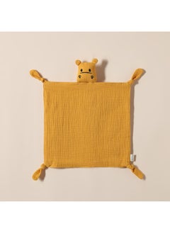 Pure Cotton Muslin Baby Soothing Towel Chewable Comforter Sleeping Aid Hush Puppy Doll Infant Sleep Training Toy Soft Fabric-Color:Yellow (hippo Amalette)