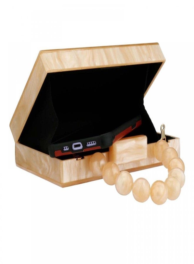 جيتس حقائب يد نسائية أنيقة من الأكريليك بتصميم رخامي، مناسبة للمناسبات والحفلات، لون بيج، مقاس واحد - Image 4