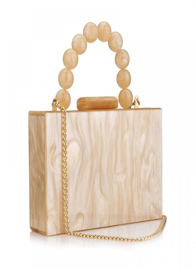 جيتس حقائب يد نسائية أنيقة من الأكريليك بتصميم رخامي، مناسبة للمناسبات والحفلات، لون بيج، مقاس واحد - Image 1