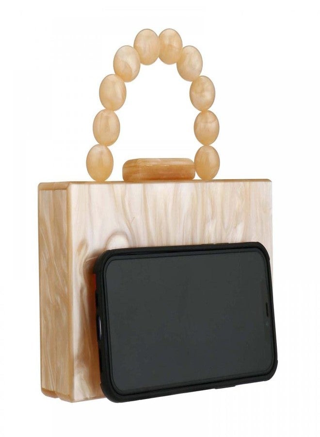 جيتس حقائب يد نسائية أنيقة من الأكريليك بتصميم رخامي، مناسبة للمناسبات والحفلات، لون بيج، مقاس واحد - Image 3