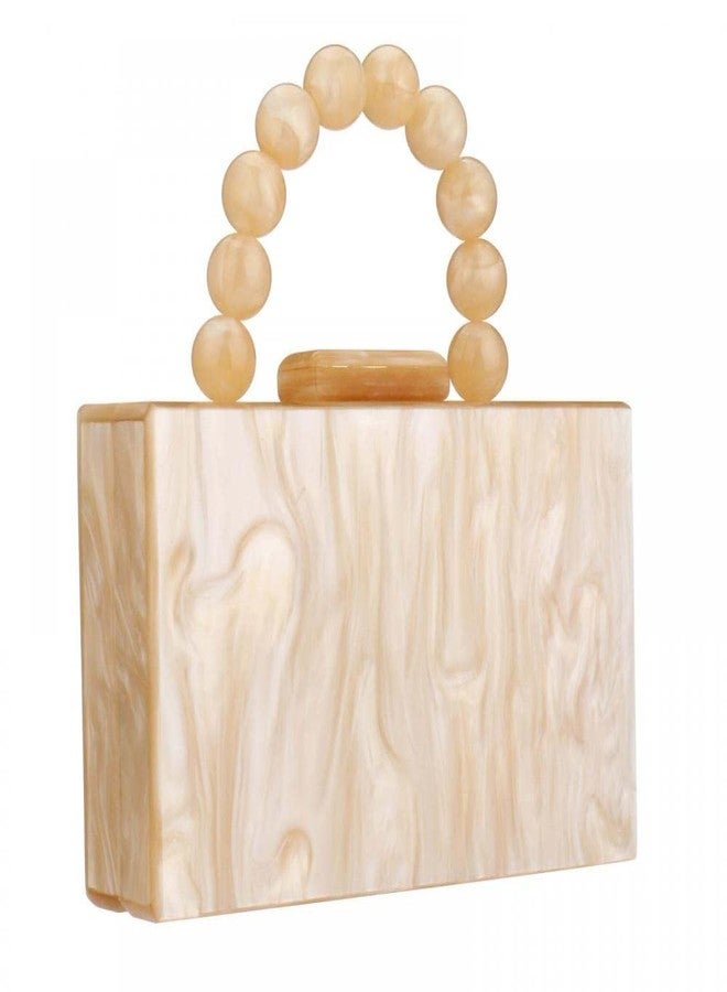 جيتس حقائب يد نسائية أنيقة من الأكريليك بتصميم رخامي، مناسبة للمناسبات والحفلات، لون بيج، مقاس واحد - Image 5