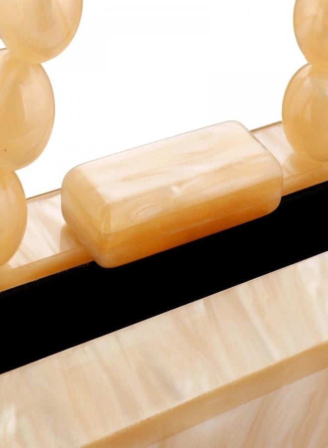 جيتس حقائب يد نسائية أنيقة من الأكريليك بتصميم رخامي، مناسبة للمناسبات والحفلات، لون بيج، مقاس واحد - Image 2