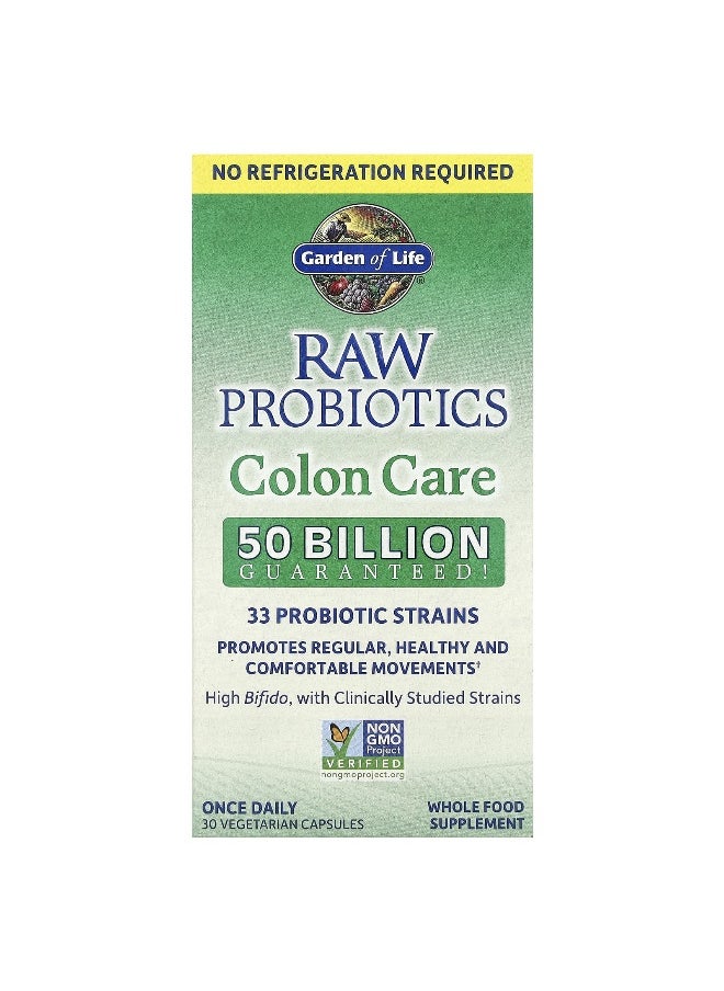 Garden of Life Garden of Life, RAW Probiotics, Colon Care, 30 Vegetarian Capsules  - Image 1