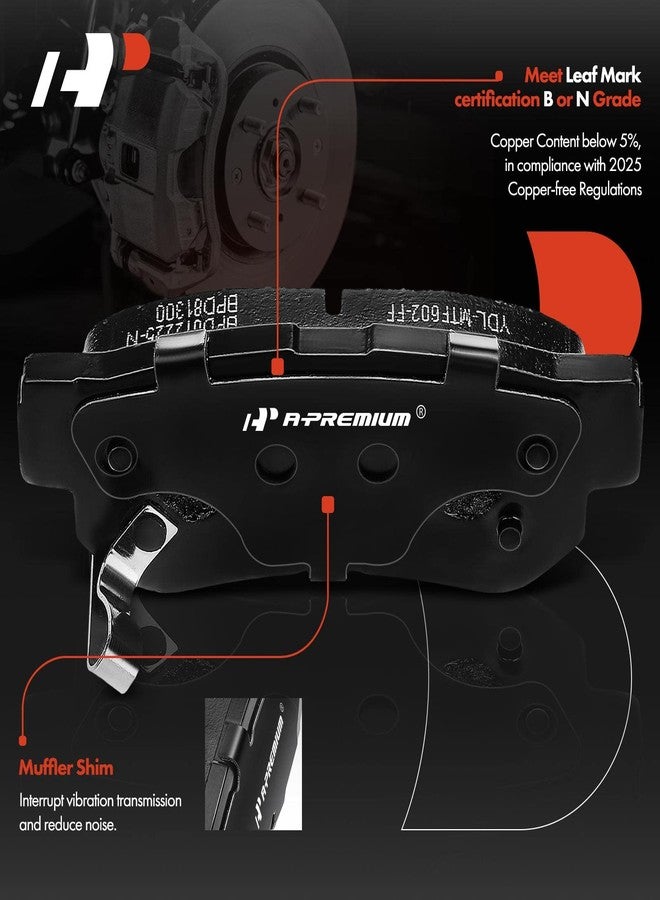 أ-بريميوم طقم وسادات فرامل قرصية سيراميكية خلفية من A-Premium، متوافق مع موديلات مختارة من هيونداي وكيا - أزيرا، إلنترا، سانتا فيه، سوناتا، توسان، XG300، XG350، أمانتي، ماجنتيس، أوبتيما، مع أدوات التركيب، 4 قطع - Image 2