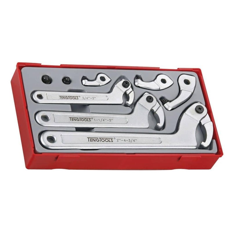 Teng Tools 8 Piece Adjustable C Type Hook and Pin WrenchSpanner Set TTHP08