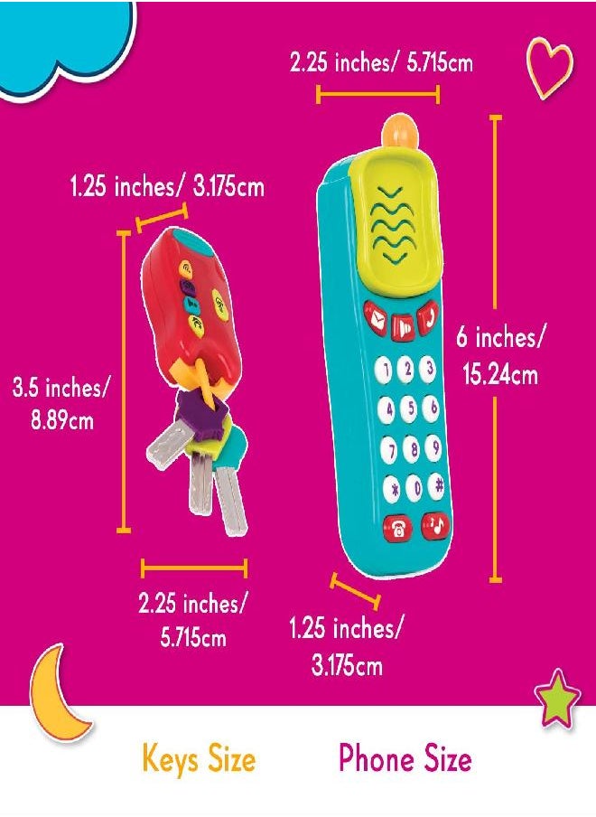 Battat Combo Set - Light & Sound Phone + Keys - Toddlers Ages 10-18 Months + (2 Piece)
