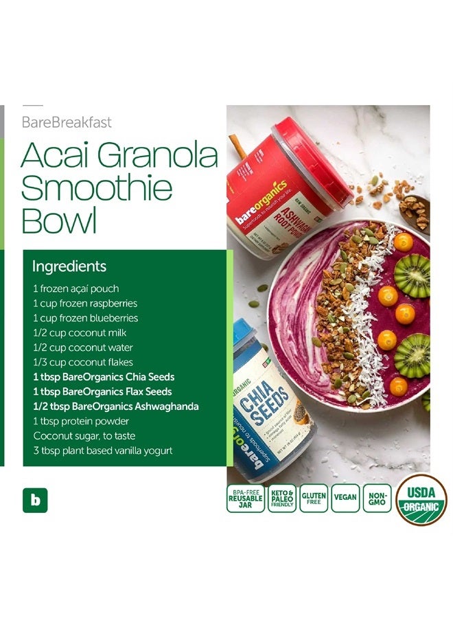 BareOrganics مسحوق توت الأكاي، مسحوق سوبر فود، مكمل غذائي عضوي، 4 أونصات - Image 2