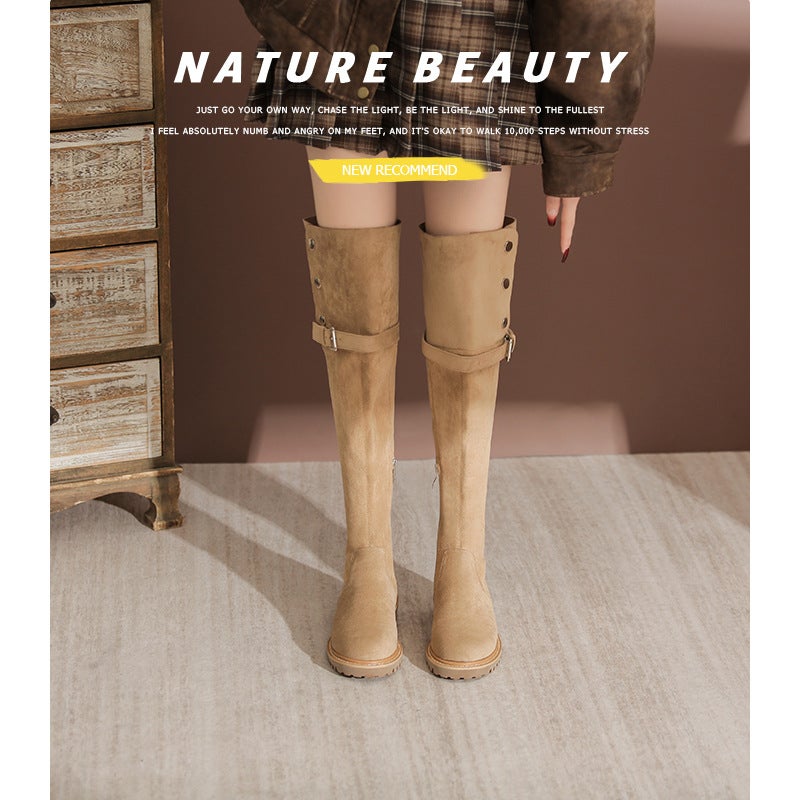 Gomeni Knee Knights Boots Thick Bottom Fleece-Lined Warm Lamb Wool Boots 6258 - Image 5