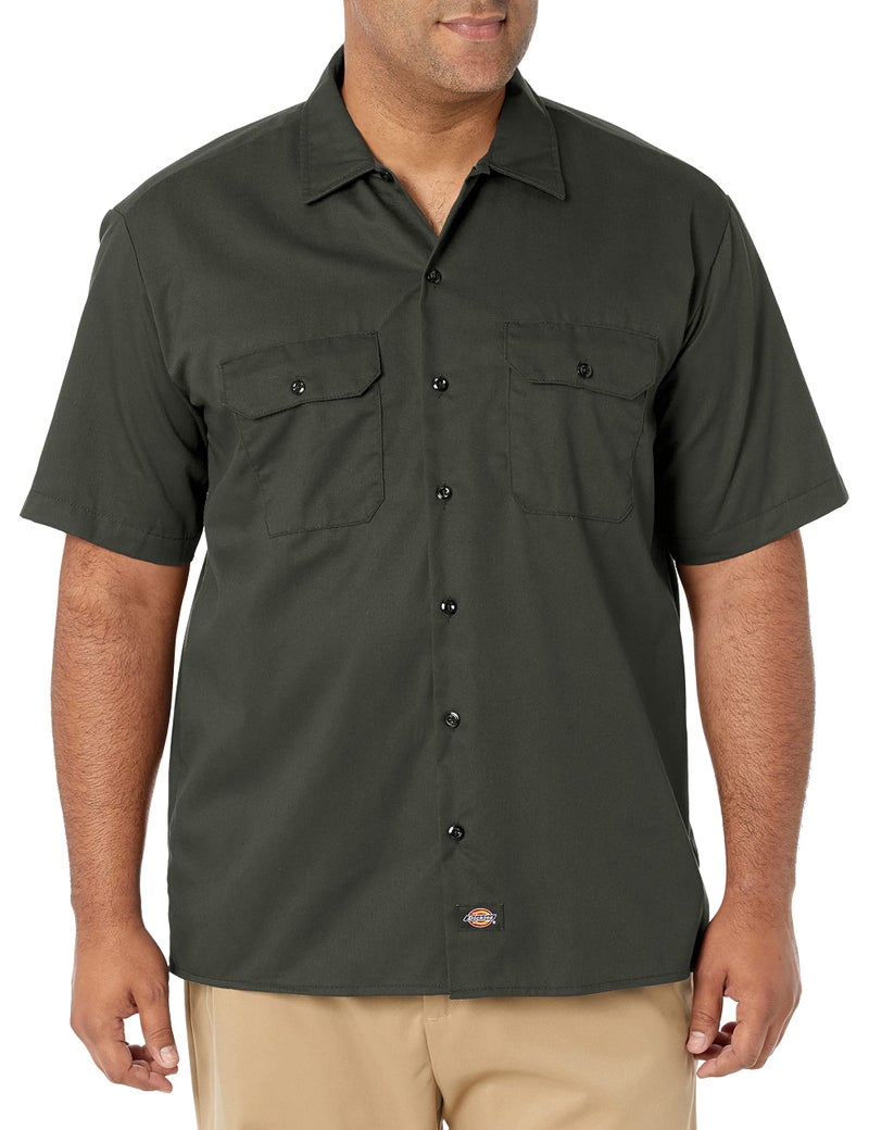 Dickies mens Short-sleeve Work Shirt, Olive Green, 3X-Large Big - Image 1