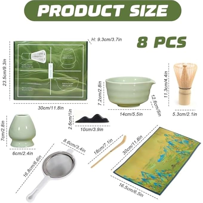 HIKKY 7 Pcs Matcha Whisk Set Ceramic Matcha Kit Includes Matcha Bowl Sifter Matcha Whisk And Holder Bamboo Scoop Gift For Matcha LoverFriendFamily - Image 3