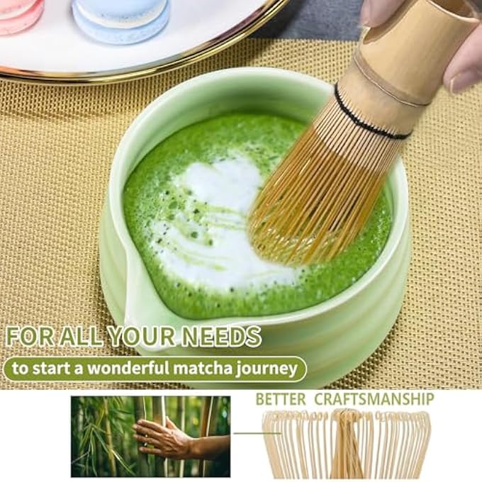 HIKKY 7 Pcs Matcha Whisk Set Ceramic Matcha Kit Includes Matcha Bowl Sifter Matcha Whisk And Holder Bamboo Scoop Gift For Matcha LoverFriendFamily - Image 5