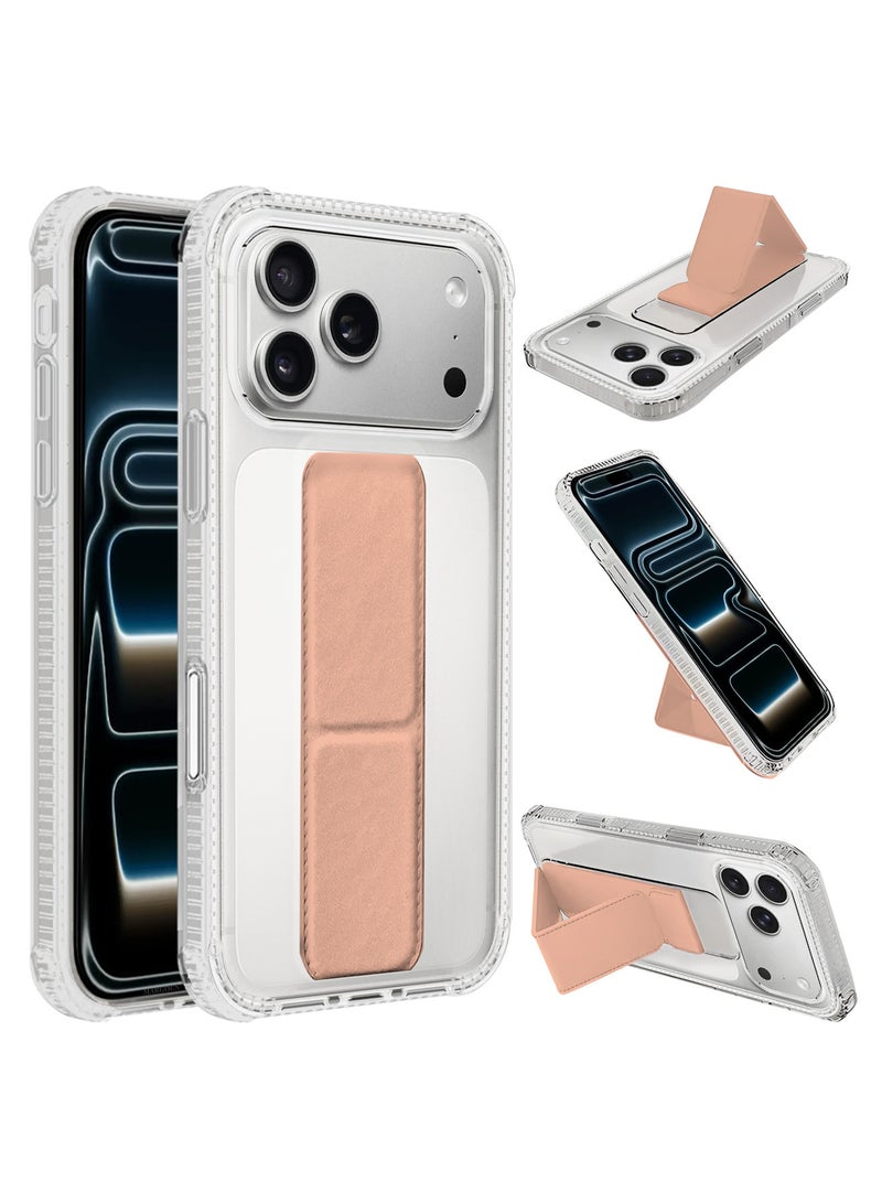 CATANES 2 Packs Finger Grip Clear Case Cover for iPhone 17 Pro Max - Kickstand Car Magnetic Holder Multi-function Protective Two-in-one Case with 3D Screen Protector - Pink - Image 3