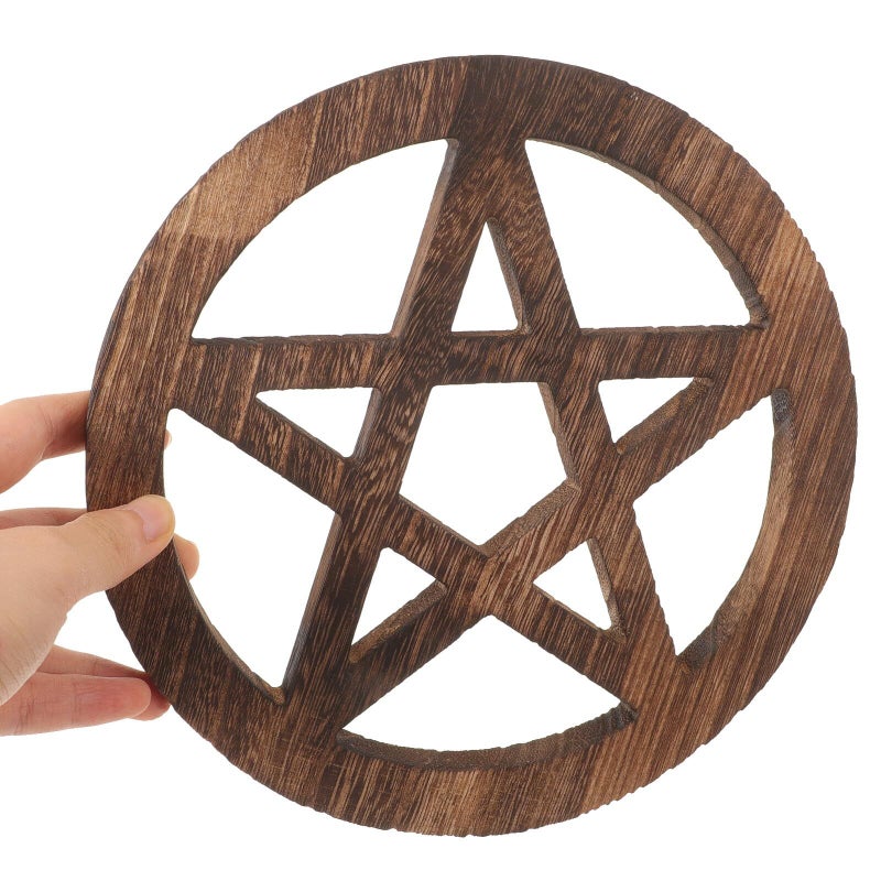Retro Wooden Pentacle Hanging Ornament Witchcraft Altar Wall Decor Desktop - Image 5