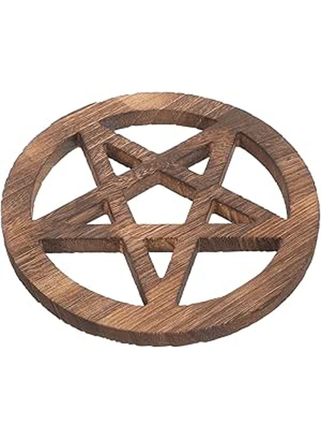 Retro Wooden Pentacle Hanging Ornament Witchcraft Altar Wall Decor Desktop - Image 1
