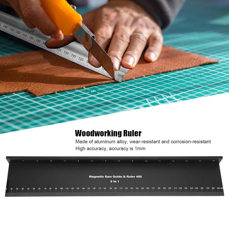 HT202054 Aluminum Woodworking Ruler 1mm Accuracy Non Slip Back for Carpentry and DIY - Image 3