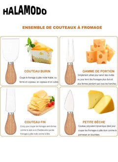 HALAMODO 4pcs Cheese Knives Set Wooden Cheese Spreader Knive Set Wood Handle Butter knives Mini Cheese Knife Slicer Stainless Steel Cheese Knife Collection for Pastry Making  - Image 3