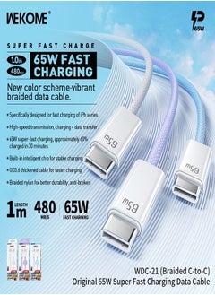 WEKOME USB C Cable 65W, USB-C to USB-C Cable USB C Charger Cable for iPhone 15, Mac Book Pro 2020, iPad Pro 2020, Switch, Samsung Galaxy S20 Plus S9 S8 Plus, Pixel, Laptops and lot more  - Image 3