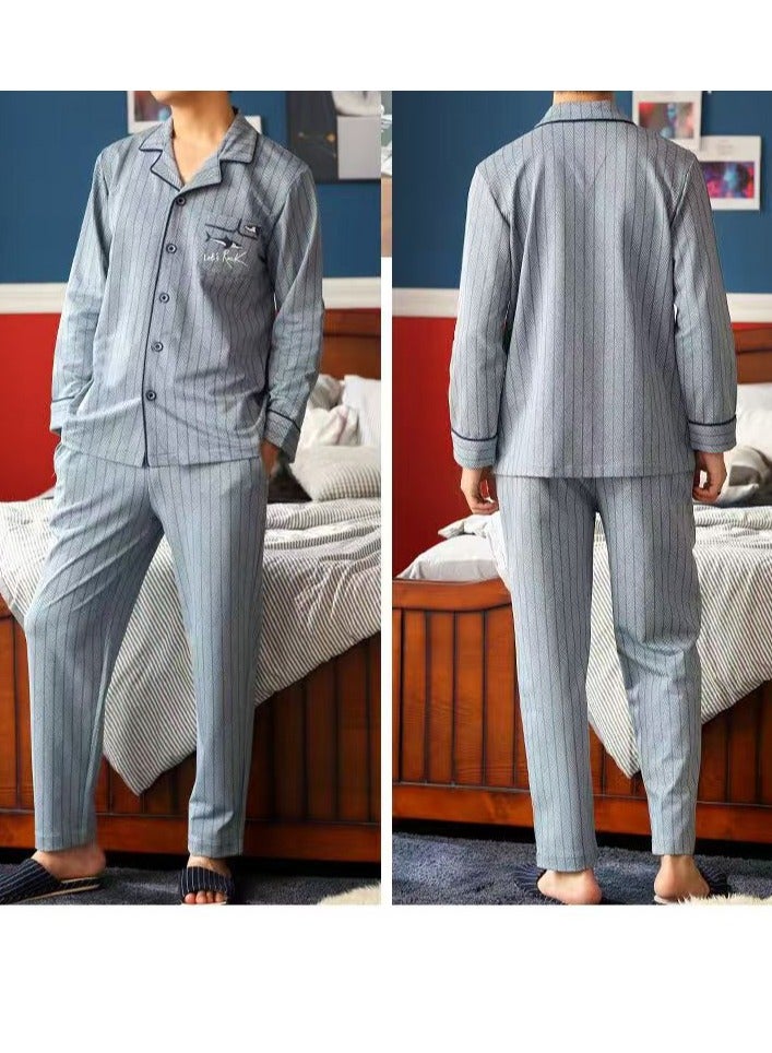 Men's Pajama Set, Cotton Long Sleeve Two-Piece Casual Pajamas - Image 2