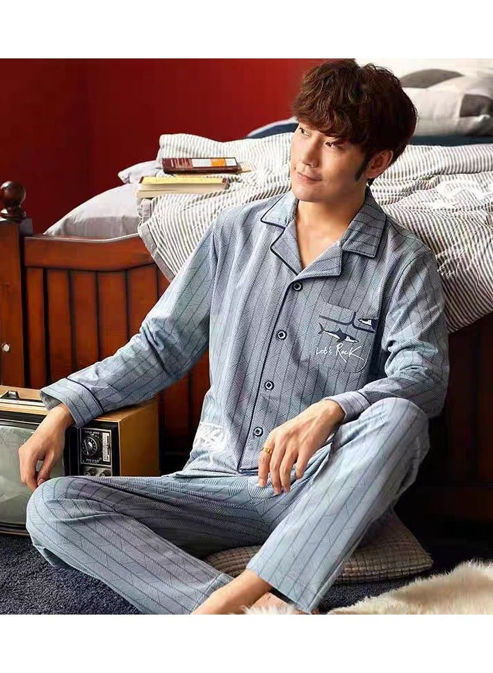 Men's Pajama Set, Cotton Long Sleeve Two-Piece Casual Pajamas - Image 1