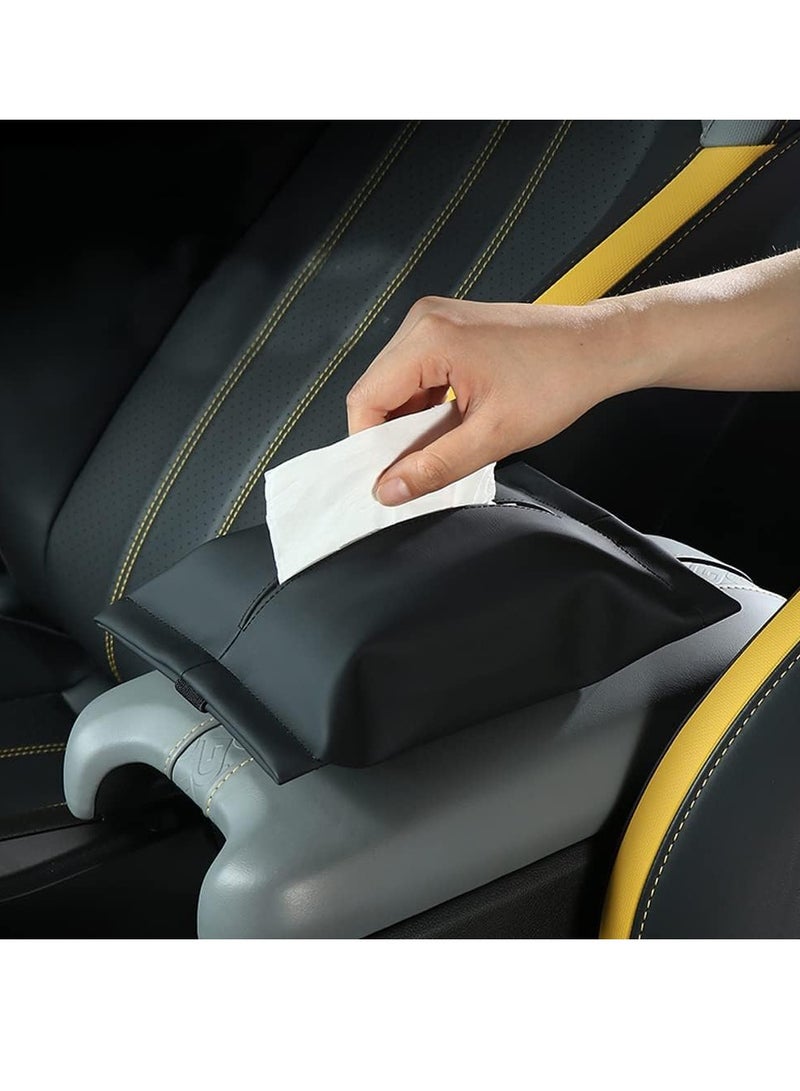 Generic Car Tissue Holder for Tesla Model 3 Accessories Model Y X S Center Console Napkin Holders Leather Tissue Box for Visor Screen Backseat Dashboard Armrest Box - Image 3