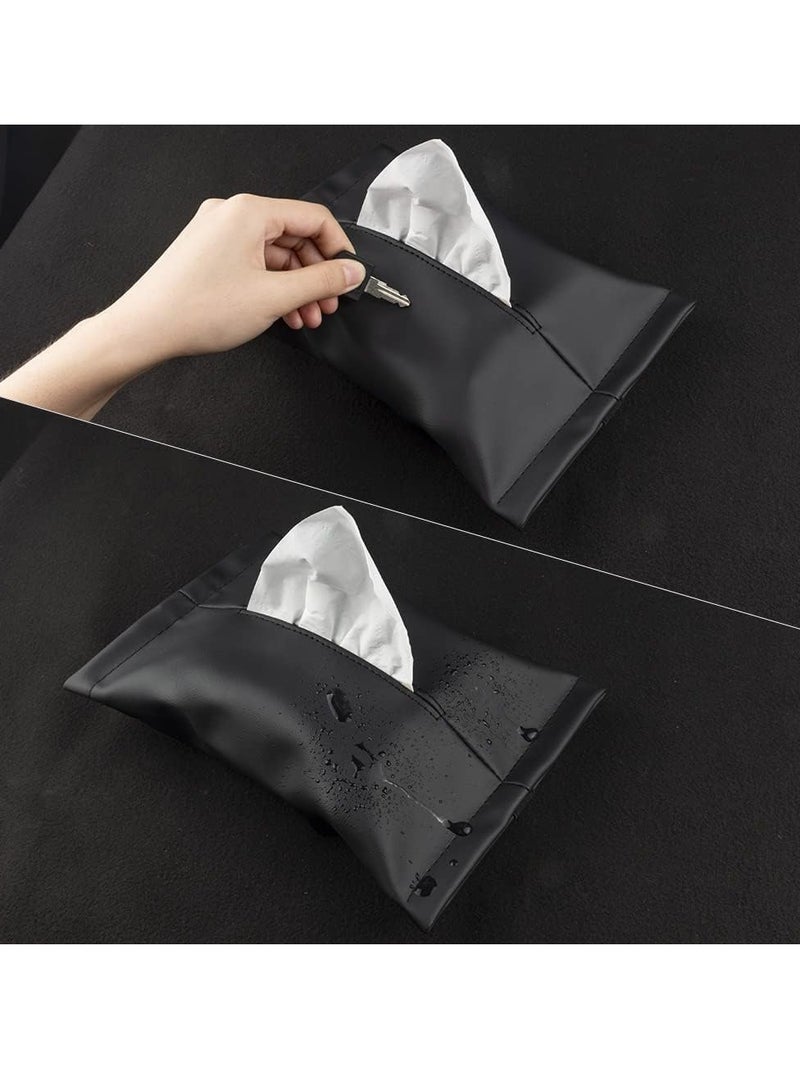 Generic Car Tissue Holder for Tesla Model 3 Accessories Model Y X S Center Console Napkin Holders Leather Tissue Box for Visor Screen Backseat Dashboard Armrest Box - Image 5