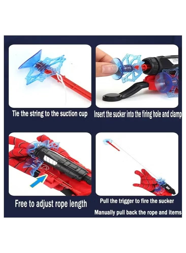 سيستار لعبة إطلاق شبكة العنكبوت على شكل قفاز العنكبوت للأطفال على معصم اليد، مجموعة لعب الأدوار للأطفال (قاذف + قناع + بلوزة + عباءة) - Image 5