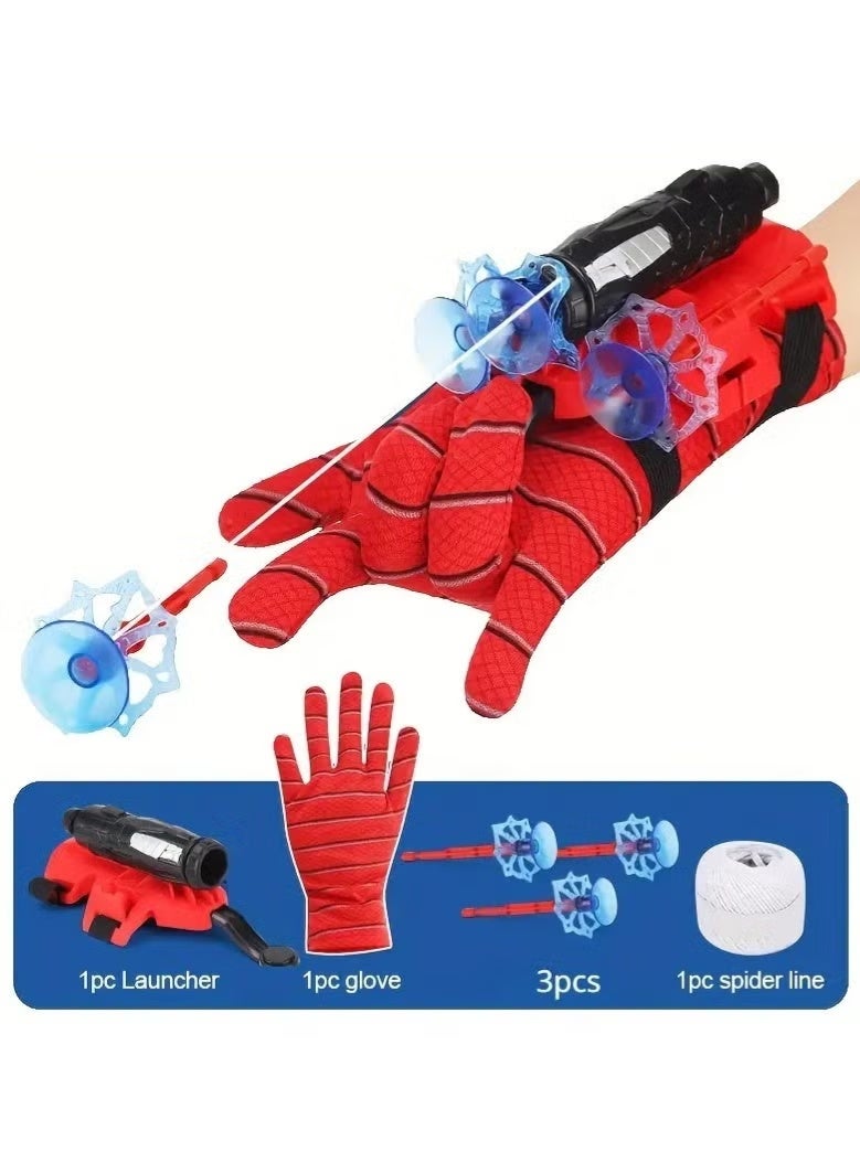 سيستار لعبة إطلاق شبكة العنكبوت على شكل قفاز العنكبوت للأطفال على معصم اليد، مجموعة لعب الأدوار للأطفال (قاذف + قناع + بلوزة + عباءة) - Image 1