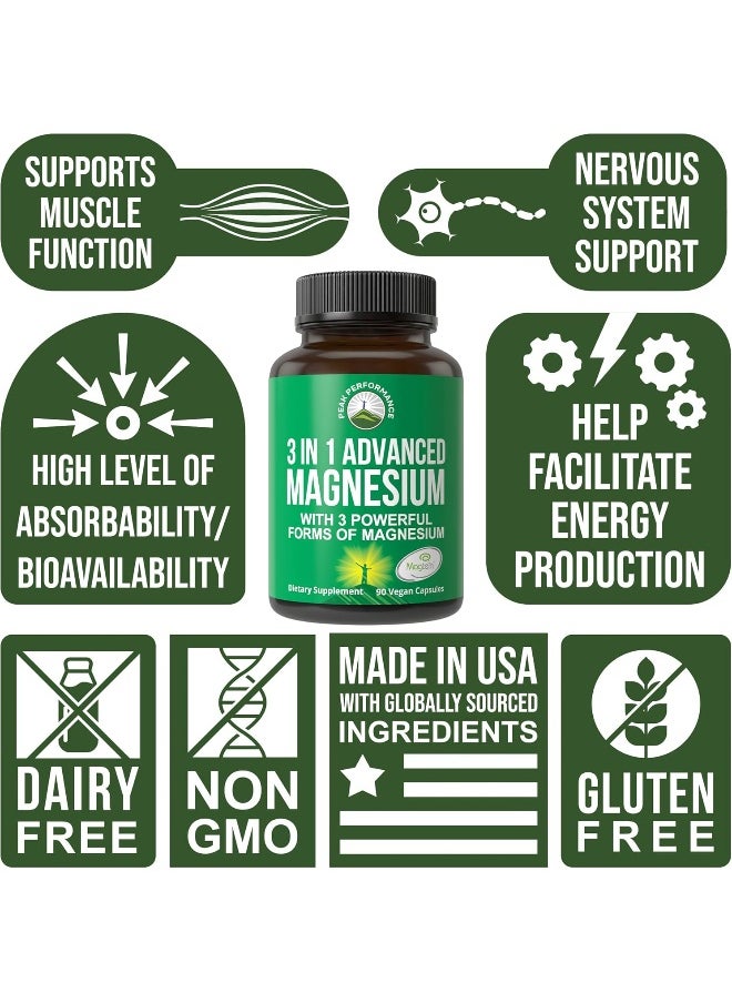 Peak Performance 3 in 1 Advanced Magnesium Complex Vegan Capsules  - Image 3
