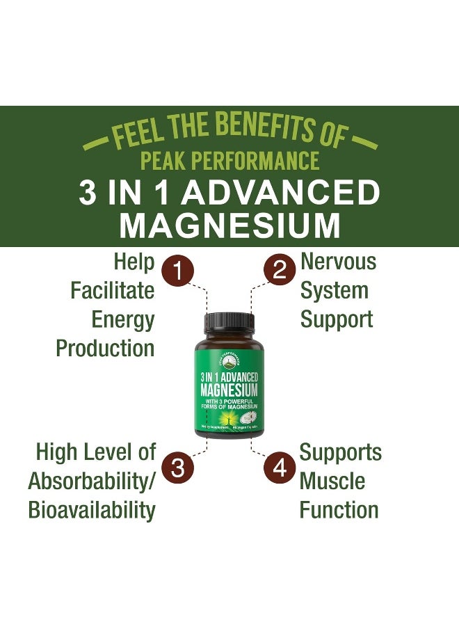 Peak Performance 3 in 1 Advanced Magnesium Complex Vegan Capsules  - Image 2