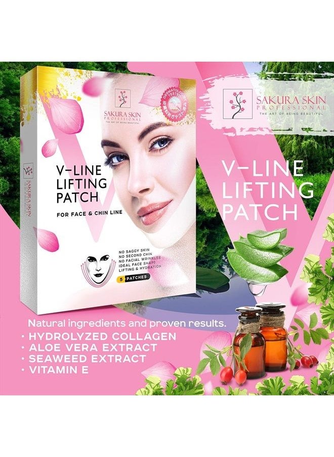 SWISSÖKOLAB - Double Chin Reducer V Shaped Slimming Face Mask Chin Up Patch Face Lift Tape V Line Lifting Mask V Up Contour Tightening Firming Moisturizing Chin Neck V Shape Mask 5 PCS (Rose) - Image 1