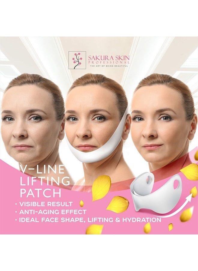 SWISSÖKOLAB - Double Chin Reducer V Shaped Slimming Face Mask Chin Up Patch Face Lift Tape V Line Lifting Mask V Up Contour Tightening Firming Moisturizing Chin Neck V Shape Mask 5 PCS (Rose) - Image 1