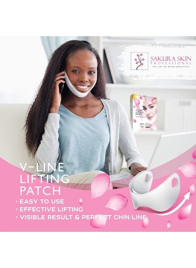 SWISSÖKOLAB - Double Chin Reducer V Shaped Slimming Face Mask Chin Up Patch Face Lift Tape V Line Lifting Mask V Up Contour Tightening Firming Moisturizing Chin Neck V Shape Mask 5 PCS (Rose) - Image 1