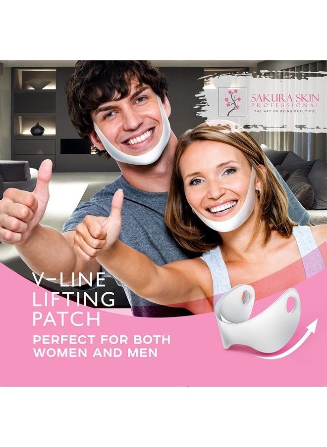 SWISSÖKOLAB - Double Chin Reducer V Shaped Slimming Face Mask Chin Up Patch Face Lift Tape V Line Lifting Mask V Up Contour Tightening Firming Moisturizing Chin Neck V Shape Mask 5 PCS (Rose) - Image 1