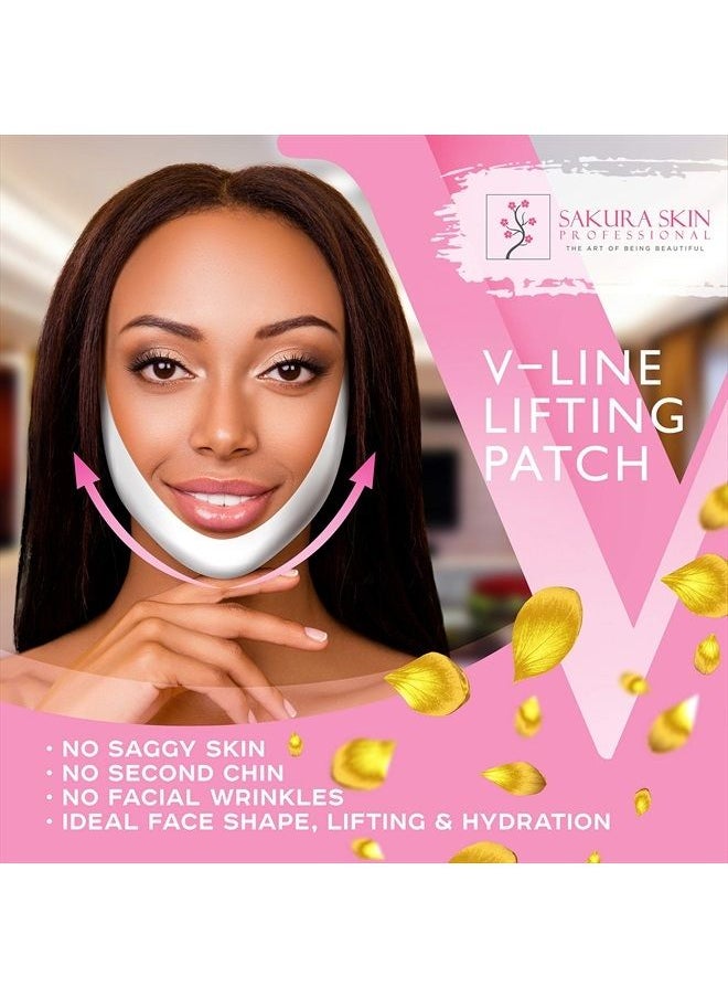 SWISSÖKOLAB - Double Chin Reducer V Shaped Slimming Face Mask Chin Up Patch Face Lift Tape V Line Lifting Mask V Up Contour Tightening Firming Moisturizing Chin Neck V Shape Mask 5 PCS (Rose) - Image 1