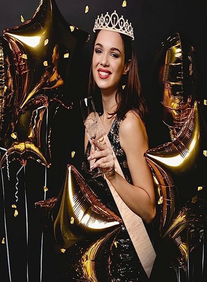 Zyomatiq Rose Gold Tiara Birthday Crown and Satin Sash and Headband for Girls and Women's Birthday Party Accessories (Pack of 1) - Image 3