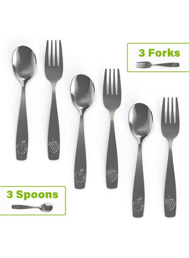 CHILLOUT LIFE CHILLOUT LIFE Stainless Steel Kids Silverware Set 6 Pieces - Child and Toddler Safe Flatware - Kids Utensil Set - Metal Kids Cutlery Set (Includes 3 Small Kids Spoons & Kids 3 Forks)  - Image 2