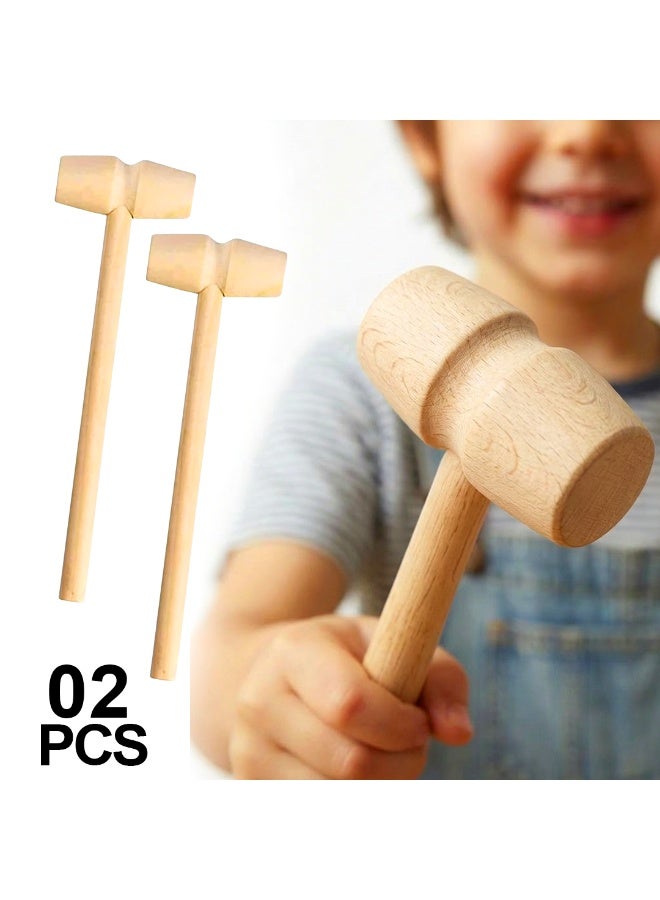 Habibi Party 2 Pieces Wooden Craft Hammer Set – 15 cm for DIY Projects, Crafts & Kids Use - Image 1